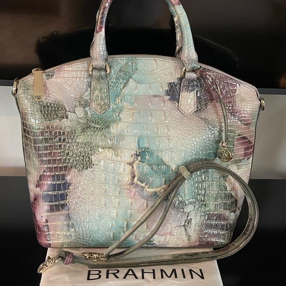 Brahmin Embossed Leather Multi Pastel Colored Handbag - Picture 2 of 16
